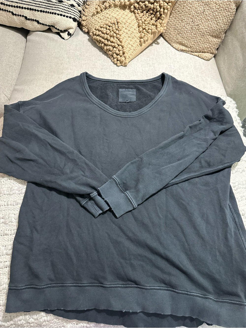 aerie Women's Oversized Washed Charcoal Crewneck Sweatshirt